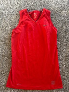 Nike Women’s Red Sleeveless Dri-FIT V-Neck Tank Top
